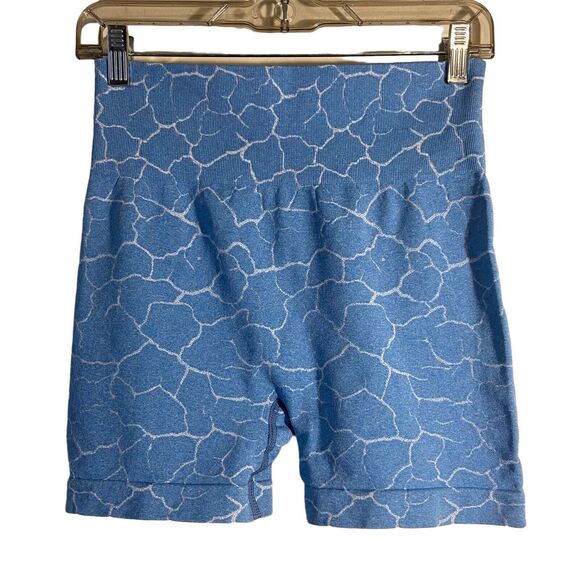 Yoga Trendy Allover Print Wideband Waist Sports Short Sz Large Athleisure Biker‎ - Picture 1 of 13